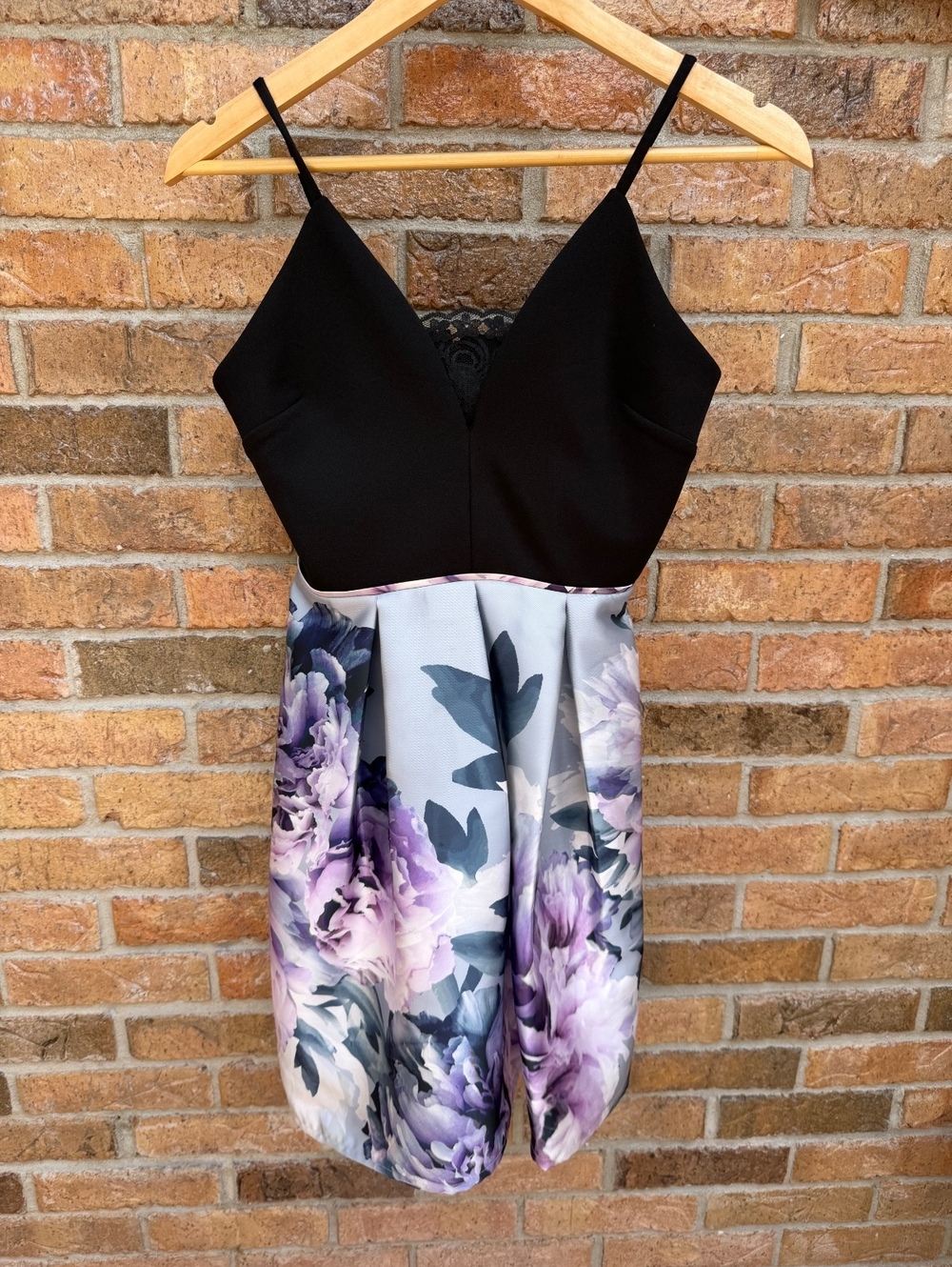 Sweet Storm Black Purple Floral Fit & Flare Skater Dress Size S